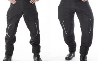 Airbag pants protect legs of two-wheeled riders