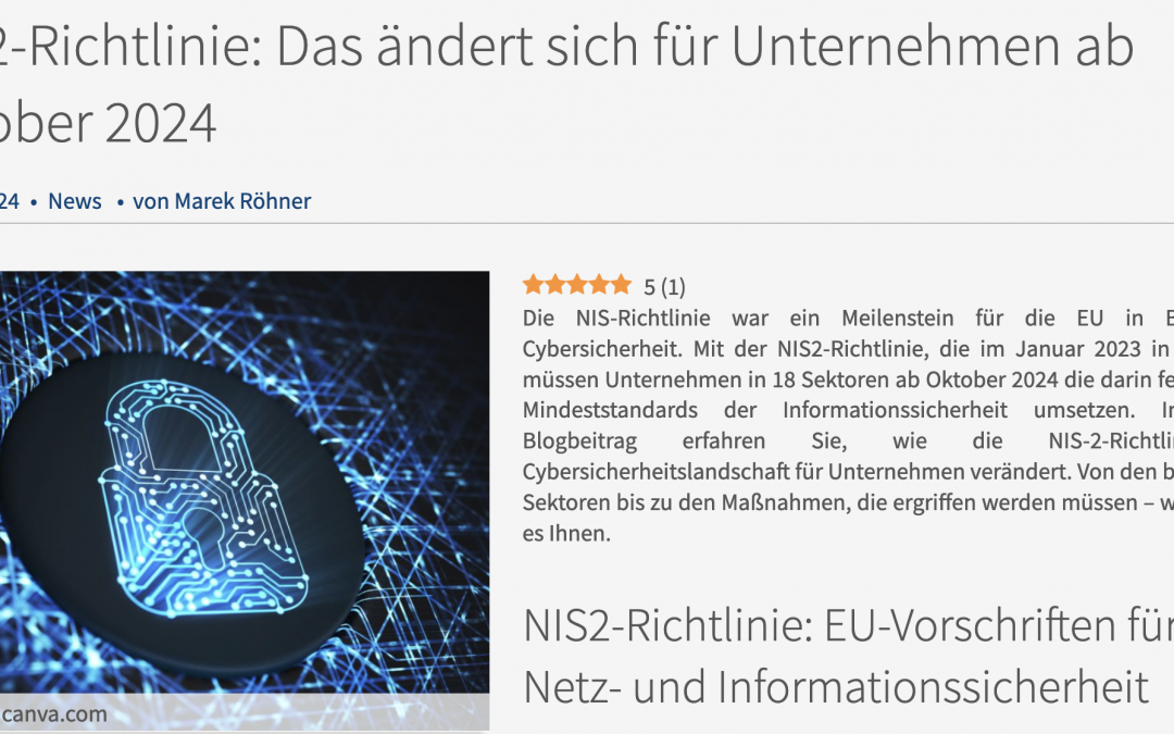 NIS2-Richtlinie: Das ändert sich für Unternehmen ab Oktober 2024
