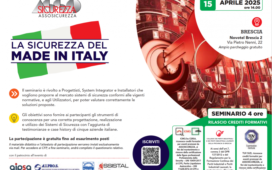 Crossing the border: Italy – Seminar on the compliance of safety systems with standards